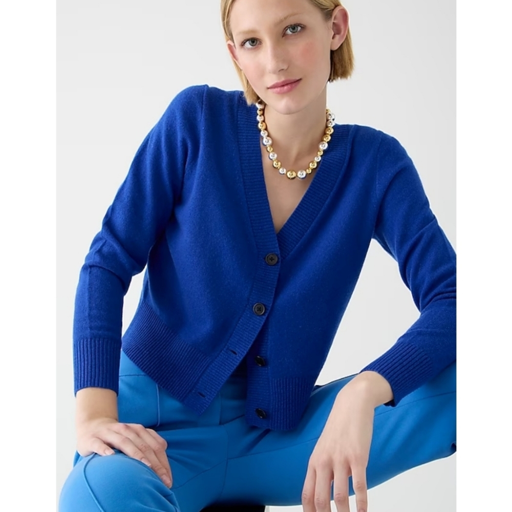 J.Crew Cashmere cropped V-neck cardigan sweater